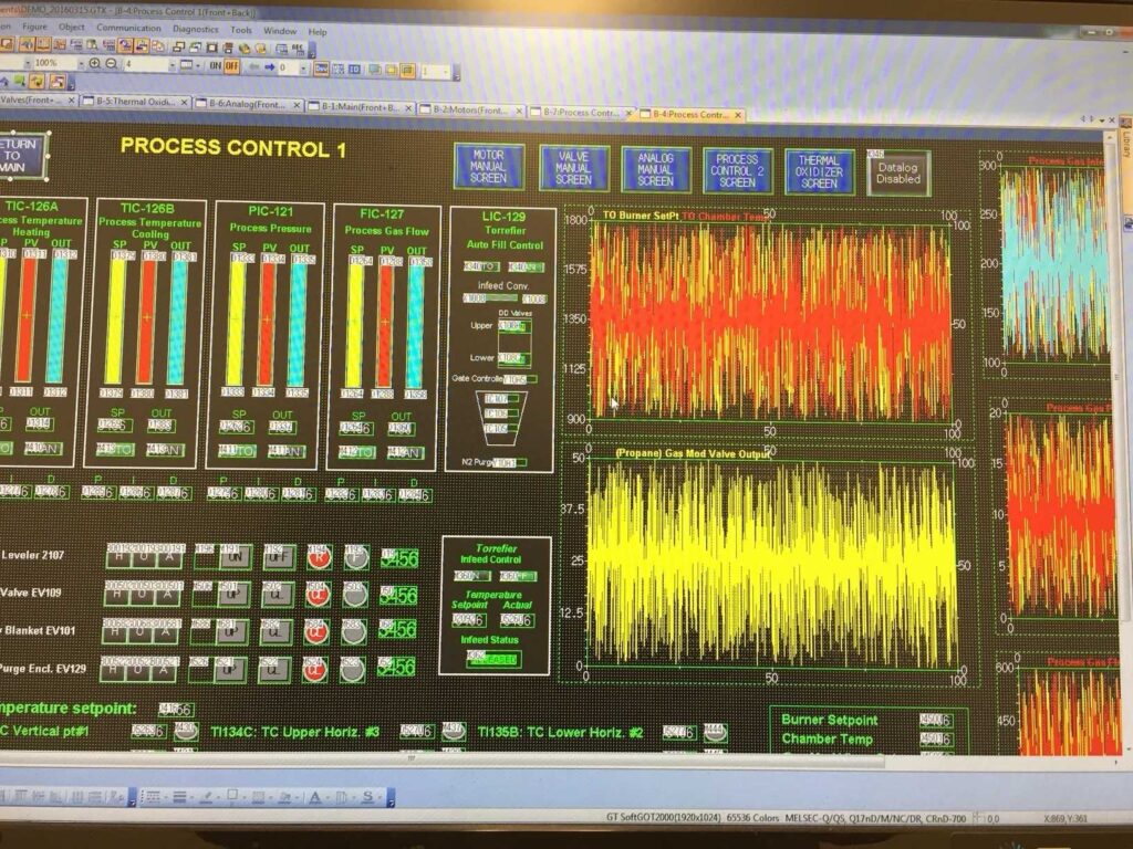 Process control on computer screen for HM3 Energy demonstration plant